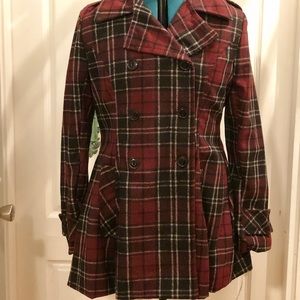 New plaid pea coat style jacket